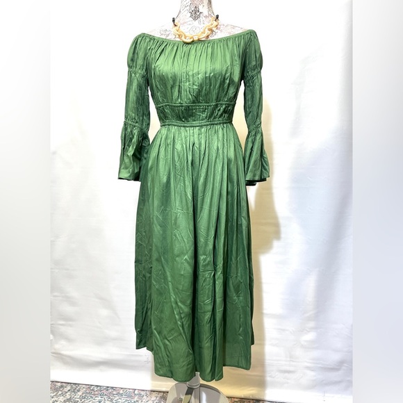 ALEXIA ADMOR Green smocked midi dress size 8 - Picture 9 of 14